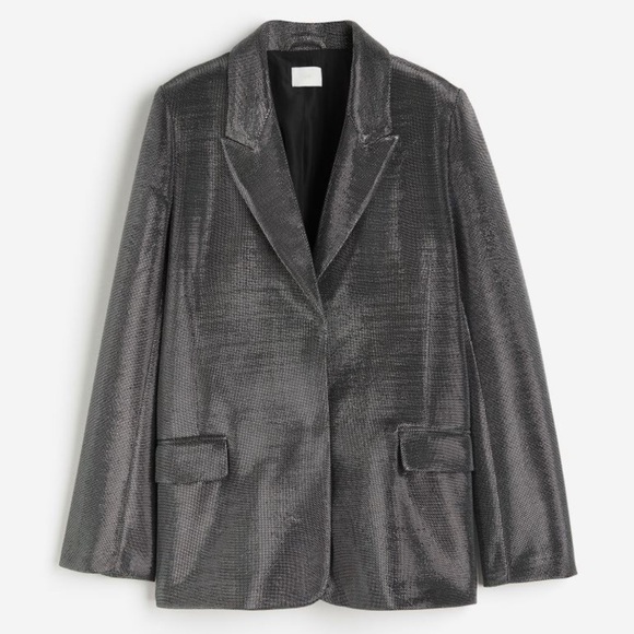 SOLD OUT H&M SHIMMERY METALLIC BLAZER SIZE XS NWT - Picture 1 of 13